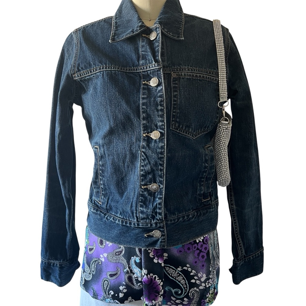 Y2K Mossimo Medium Wash Fitted Denim Jacket Size Small